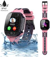 Jsbaby Kids Smartwatch LBS/GPS Tracker Phone with IP67 Waterproof Smartwatch Two Way Calls Game Watches for Boys and Girls Compatible iOS Android 2G Birthday (Pink)