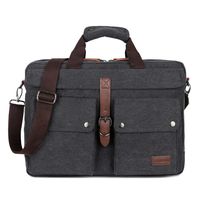 BAOSHA BC-07 17inch Canvas Laptop Computer Bag Messenger Bag Multicompartment Briefcase (Black)