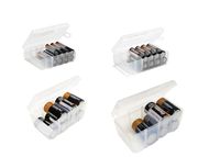 Dial Industries B327890 Battery Organizer Case, 4 Pack, 12 AAA, 12 AA, 8 C, 8 D, Clear