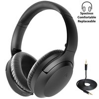 2020 Avantree Aria Bluetooth Active Noise Cancelling Headphones with Mic, Good Sound, Replaceable Ear Pads, Spacious, 35H Wireless Wired ANC Over Ear Headset for Airplain Travel