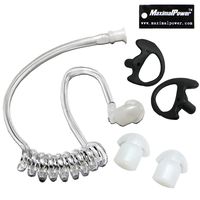 2-Wire Headset with Clear Coil Tube, Earbud, PTT Mic Plus Left & Right Black Earmold Combo for Motorola BPR40 BR250, DTR Series, Bearcom, Black Box Black Box Plus HYT (Clear Coil+Earpiece+Earmolds)