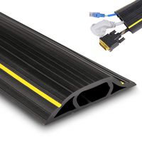MEETWARM 6.5 Ft Floor Cord Cover, 3 Channels Durable Black PVC Floor Cable Protector, Perfect for Office, Home, Workshop, Warehouse or Concerts, Easy to Unroll and Open