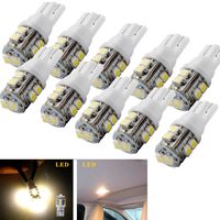 Ecosin Fashion 10X Warm White T10 10-SMD Car Side Wedge LED Light Lamp Bulb W5W 194 168 2825