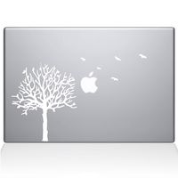 The Decal Guru 2094-MAC-11A-W Tree with Birds Decal Vinyl Sticker, White, 11" MacBook Air