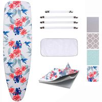 SUNKLOOF Scorch Resistance Ironing Board Cover and Pad Resists Scorching and Staining Ironing Board Cover with Elasticized Edges and Pad 15"x54" 4 Fasteners and 1 Large Protective Scorch Mesh Cloth