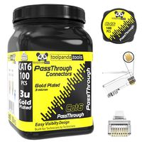 toolpanda.tools rj45 cat6 passthrough connectors 100 pcs Jar cat6 Push Through Connector cat6 rj45 Pass Through Connector rj45 ez connectors for cat6 ethernet Cable (Cat6-100pcs)