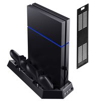 Kootek Vertical Stand with Cooling Fan for PS4 Slim / Regular PlayStation 4, Controllers Charging Station with Dual Charger Ports and USB HUB for Console Dualshock 4 Controller ( Not for PS4 Pro )