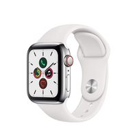 Apple Watch Series 5 (GPS + Cellular, 40mm) -   Stainless Steel Case with White Sport Band
