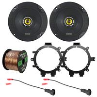 2X Kicker CSC654 600-Watt 6.5" 2-Way Black Coaxial Speakers with Enrock Speaker Mounting Brackets and Wire Harness for Select 1996-2009 GM Full Size SUV Car Vehicles, and Enrock 16 Gauge Speaker Wire