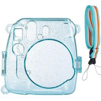 SAIKA Protective Crystal Case with Removable Shoulder Strap for Fujifilm Instax Mini 9 Instant Camera - Ice Blue