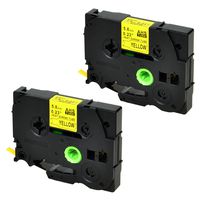 SuperInk 2PK Compatible for Brother HSe-611 HSe611 HS-611 HS611 Black on Yellow Heat Shrink Tube Label Tape use in PT-D400 D450 D600 H300 P700 P900 Printer (0.23''x 4.92ft, 5.8mm x 1.5m)