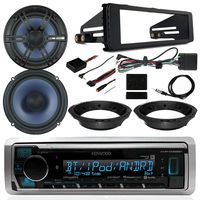 1998-2013 Harley Davidson FL Touring- Kenwood Digital Media Radio, 2X Enrock 6.5" Marine Speakers, Dash Radio Install Kit, Speaker Adapters, Thumb Control Module, Antenna