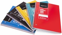 AmazonBasics College Ruled Wirebound Spiral Notebook, 100 Sheet, Assorted Solid Colors, 5-Pack