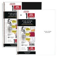 Five Star Spiral Notebooks, 1 Subject, Wide Ruled Paper, 100 Sheets, 10-1/2" x 8", Black, White, 2 Pack (38221)