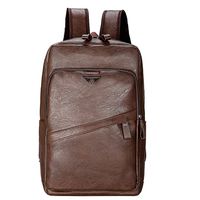 Men's Leather Laptop Backpacks | Travel PU Waterproof School College Bookbag Large Vintage Computer Rucksack (Brown)
