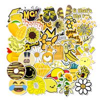 Trendy Sticker Laptop Stickers for Water Bottle, 50Pcs Yellow Vinyl Waterproof Stickers for Skateboard Guitar Travel Case Bike