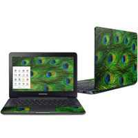 Mightyskins Skin Compatible with Samsung Chromebook 3 11.6" - Peacock Feathers | Protective, Durable, and Unique Vinyl Decal Wrap Cover | Easy to Apply, Remove, and Change Styles | Made in The USA