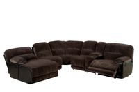Furniture of America Ladden Elephant Skin Microfiber Sectional Sofa with 2 Recliners, Dark Brown
