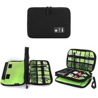 Electronics Organizer, Jelly Comb Electronic Accessories Cable Organizer Bag Waterproof Travel Cable Storage Bag for Charging Cable, Cellphone, Mini Tablet (Up to 7.9'') and More (Black and Green)