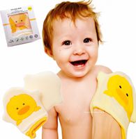2 PCS US Pediatricians Approved Yellow Ducky Natural Bamboo Bath Sponge Body Scrub | Ducky Bath Mitt | Gentle Multi-use Scrub Massage, Quick-Dry, Environmental | Natural Exfoliation Fits All