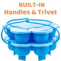 Silicone Egg Bites Molds With Built-In Handles and Trivet, Fits 5,6,8 Qt Instant Pot, Ninja Foodi and Other Pressure Cookers, Steamers and Baking Accessories, Set of 2