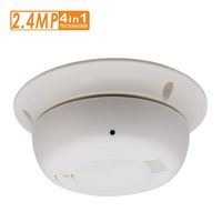 Inwerang 2.4MP Smoke Detector CCTV Camera, 4-in-1 TVI/AHD/CVI/960H Indoor Outdoor Spy Hidden Surveillance Security Coevert Camera with 3.7mm Pinhole Lens,Switchable Output