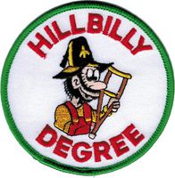 Shriner Crutch Hillbilly Degree Round Iron-On Patch [White - 3.5"]