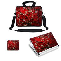 Meffort Inc Laptop Bundle Deal - Includes Neoprene Laptop Bag with Side Pocket Adjust Shoulder Strap with Matching Skin Sticker Decal & Mouse Pad (13.3 Inch, Cherry Blossoming)