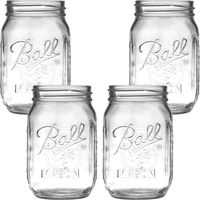 Ball Mason Jar, Pint Clear Glass Heritage Series, 16-Ounces, Set of 4