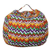 AmyDong Storage Box, Home Storage Bag Plush Kids Stuffed Animal Plush Toy Storage Bean Bag Soft Pouch Stripe Fabric Chair (D)