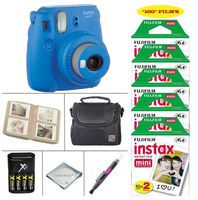 Fujifilm Instax Mini 9 Instant Camera (Cobalt Blue) + Fujifilm Instax Instant Film 100 Sheets + 4 Batteries & Charger + Photo Album +Convenient Case + More
