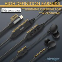 Cirago Earbuds in-Ear Earphones with Lightning Charging Port for iPhone, ipad, iPod, Premium High Definition Headphone, Noise Cancelling Headset,Deep Base HiFi Stereo