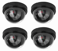 NONMON Fake Dummy Dome Camera Homes & Business Security CCTV Cameras with Flashing Red LED Light for Indoor and Outdoor-4 Packs(Black)