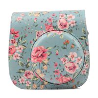 JIAN YA NA Protective Camera Case for Fujifilm Instax Mini 8 Mini 8+ Mini 9 Instant Camera with Removable Shoulder Strap, PU Leather (Case for Fujifilm Instax Mini 8/8+/9, Rose Blue)