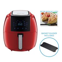 GoWISE USA GW22945 7-Quart 8-in-1 Digital Air Fryer with Recipe Book, 7-Qt, Red
