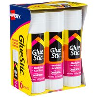 Avery Glue Stick White, Washable, Nontoxic, 1.27 oz. Permanent Glue Stic, 6pk (98073)