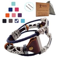 Smatiful Blaze Cute Bands with Stainless Steal Connector for Slim Male, Adjustable Replacement Watch Band Compatiable with for Fitbit Blaze, Dark Grey Blue