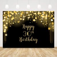 Happy 30th Birthday Backdrops for Party Shiny Gold Tassel Spot Star 30 Birthday Background 7x5ft Thirty Birthday Accessories Adult Party Decorations Supplies Cake Table Banner Photo Studio Props