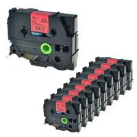 NineLeaf Replacement P-Touch Laminated Label Tape Compatible for Brother TZ-441 TZe-441 TZe441 Labelling (3/4" X 26.2', 18mm x 8m, Black on Red) 10PK