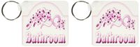 3dRose Victorian Pink Bathroom Sign Key Chains, Set of 2 (kc_60565_1)