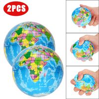 JPLZi 2019 Newest 2PCS Stress Relief World Map Jumbo Ball Atlas Globe Palm Ball Planet Earth Ball (A)