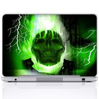 Meffort Inc 17 17.3 Inch Laptop Notebook Skin Sticker Cover Art Decal (Included 2 Wrist pad) - Green Skull