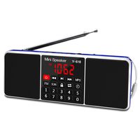 Lefon Multifunction Digital FM Radio Media Speaker MP3 Music Player Support TF Card USB Drive with LED Screen Display and Setting Timing Shutdown Function (Blue)