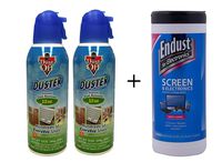 Dust-Off Disposable Compressed Gas Duster Bundle: 10 oz, 2 Packs + 70 Count Wipes