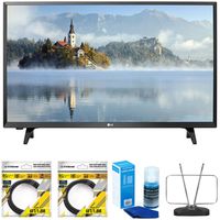 LG LJ500B Series 32" Class LED HDTV 2017 Model (32LJ500B) 2X 6ft High Speed HDMI Cable Black, Universal Screen Cleaner LED TVs & Durable HDTV FM Antenna