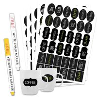 Chalkboard Labels 180 Premium Reusable Chalkboard Stickers, Pantry and Storage Stickers for Jars: Mason, Spice, Glass, Cups, Containers, Canisters. 2 Pack Erasable Chalk Marker (White/Yellow)