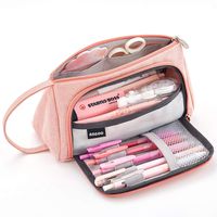 EASTHILL Medium Capacity Pencil Case Multi-Slot Pen Bag Pouch Holder for Middle High School Office College Girl Adult Simple Storage Case Pink