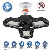 LED Garage Lights, 6000Lumens Deformable Garage Light, 60W Ultra-Bright Trilight Lamp Set with 3 Adjustable Aluminum Panels, CRI 80,6000K Nature Light for Shop, Garage, Warehouse
