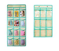 NIMES Hanging Closet Underwear Sock Storage Over The Door Jewelry Organizer Clear Pockets (BEIGE-12 & 9 Pockets Pack)