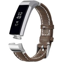 iHillon Compatible with Fitbit Alta (HR)/ Fitbit Ace Bands, Classic Soft Genuine Leather Strap Compatible with Fitbit Alta/Alta Hr/Fitbit Ace Women Men Wristband, Light Brown